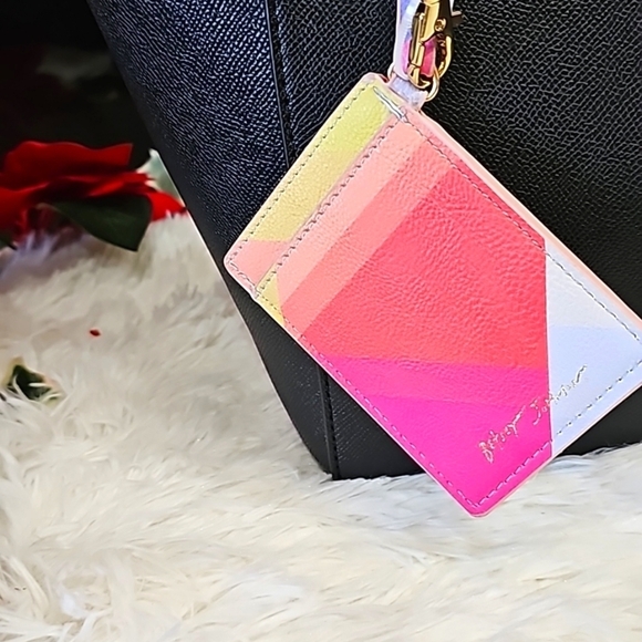 NWT BLACK w/MULTI COLORED ACCENTS BETSEY JOHNSON SHOULDER BAG w/SCARF - Picture 7 of 7